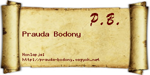 Prauda Bodony névjegykártya